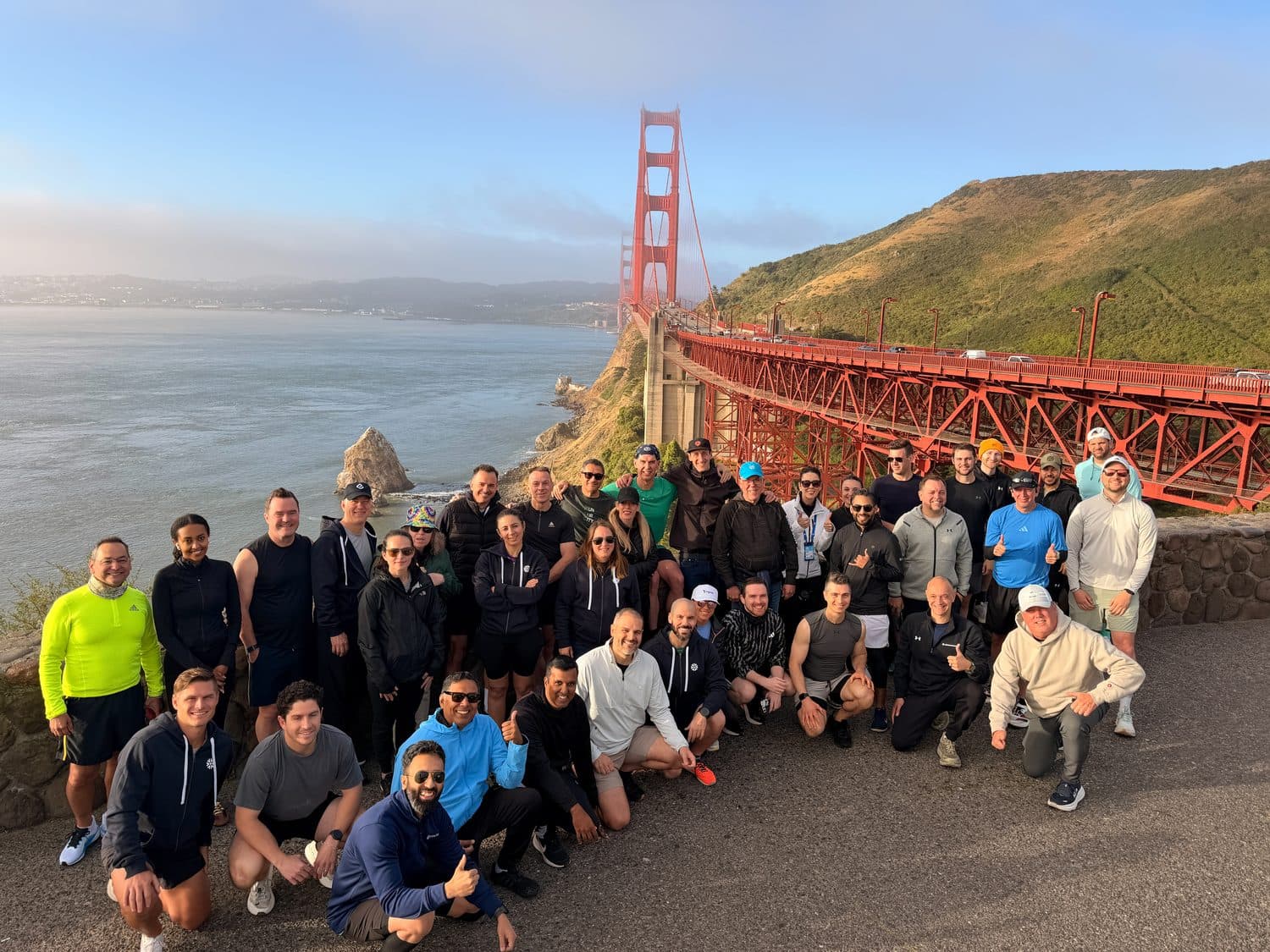 Elementum Golden Gate Run group photo at the Golden Gate Bridge