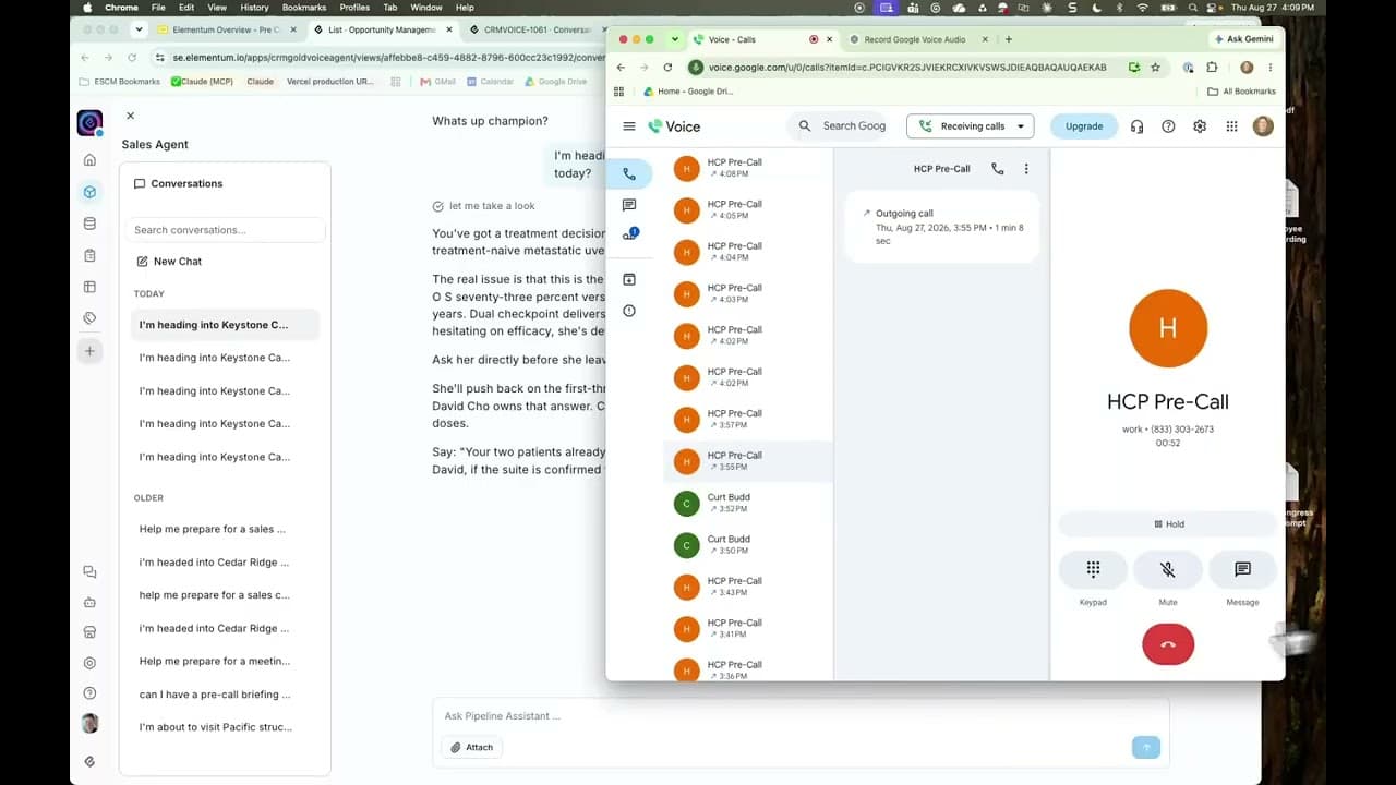 Elementum CRM: Pre-Call Planning & Post-Call Reporting